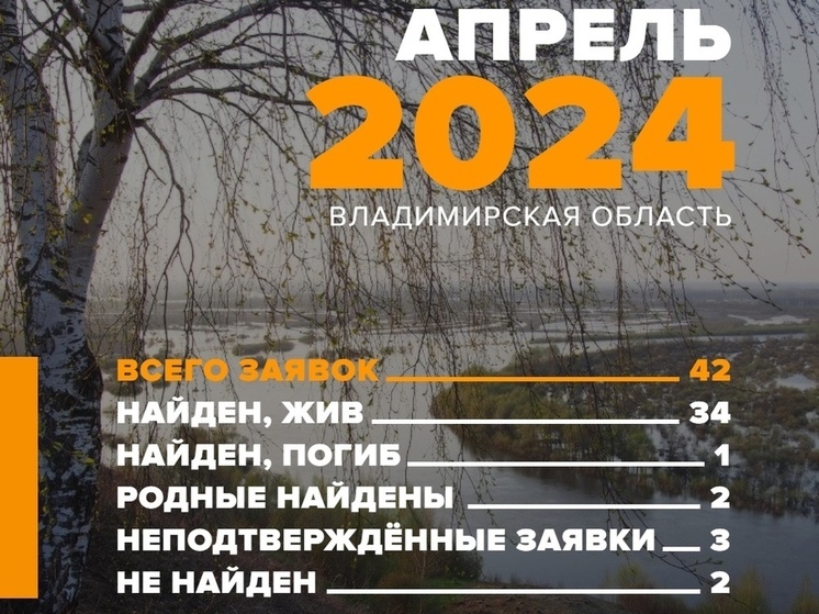 В апреле во Владимирской области искали 42 "потеряшек"