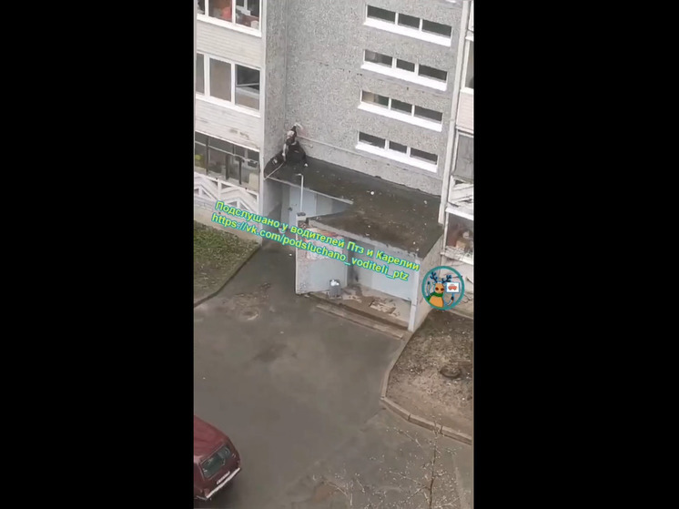 Неадекватный мужчина бегал по козырьку подъезда в Петрозаводске