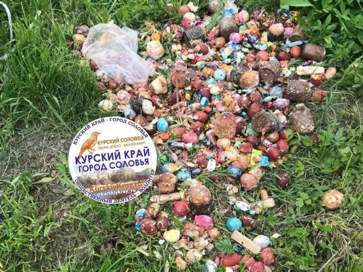 В СНТ под Курском обнаружили стихийную свалку из пасхальных куличей и яиц