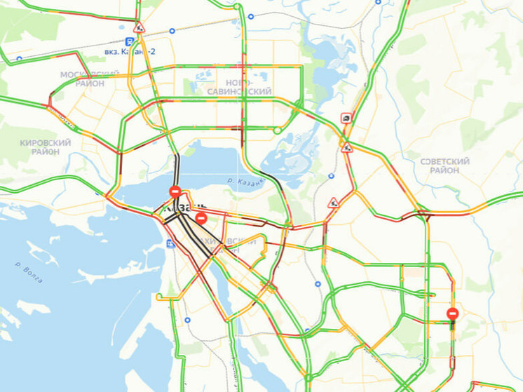 В Казани возникли пробки в девять баллов