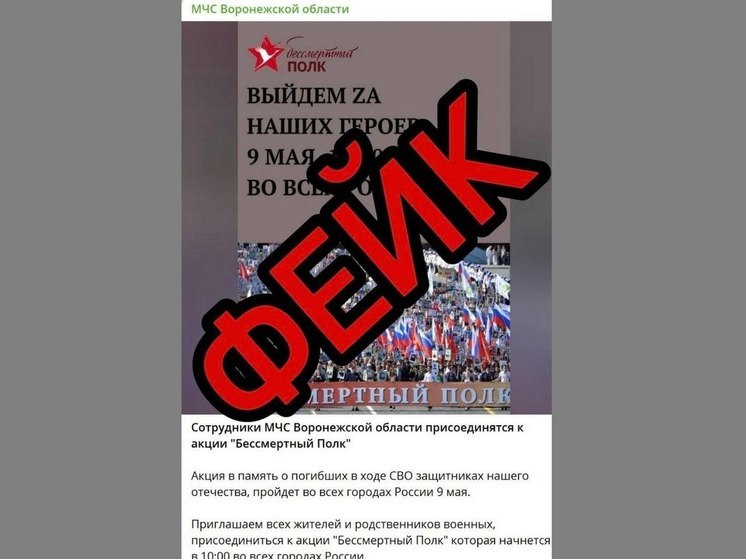 В МЧС опровергли призыв проведения «Бессмертного полка» на улицах Воронежа