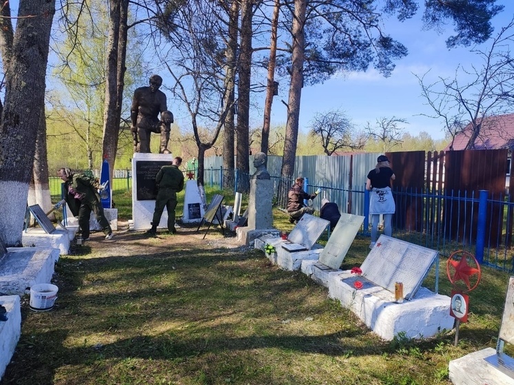 Старорусские следователи благоустроили захоронение в деревне Васильевщина