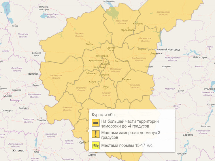В Курской области объявлен «оранжевый уровень» погодной опасности