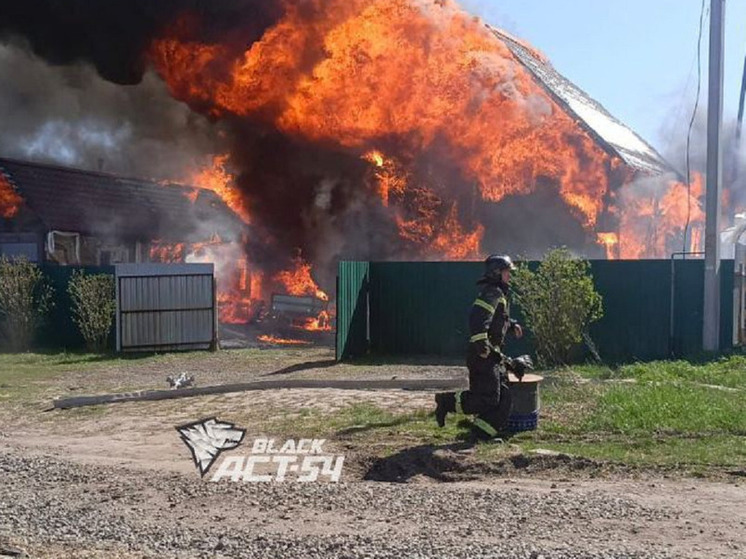 В Новосибирской области в поселке Садовый горят два частных дома