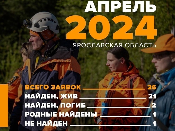 Добровольцы ярославского отряда "ЛизаАлерт" в апреле искали 26 "потеряшек"
