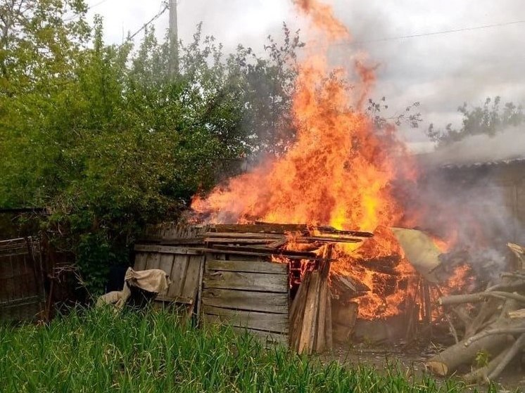 В Пристени Курской области пожарные потушили дрова, гараж и прицеп автомобиля