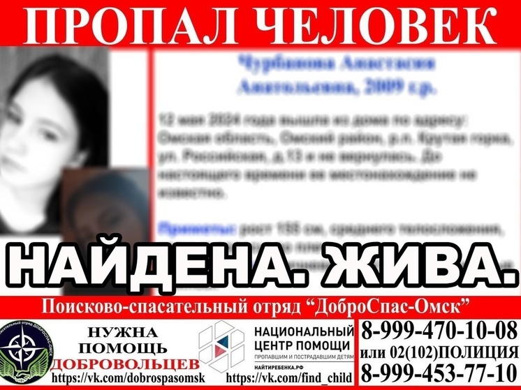 Завершились поиски 15-летней девочки, пропавшей в посёлке под Омском