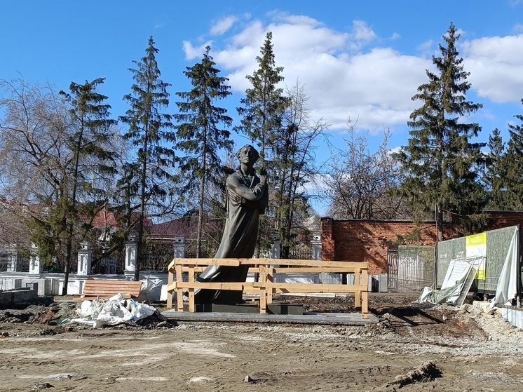 В Литературном квартале в Екатеринбурге закрыли щитами памятник Пушкину