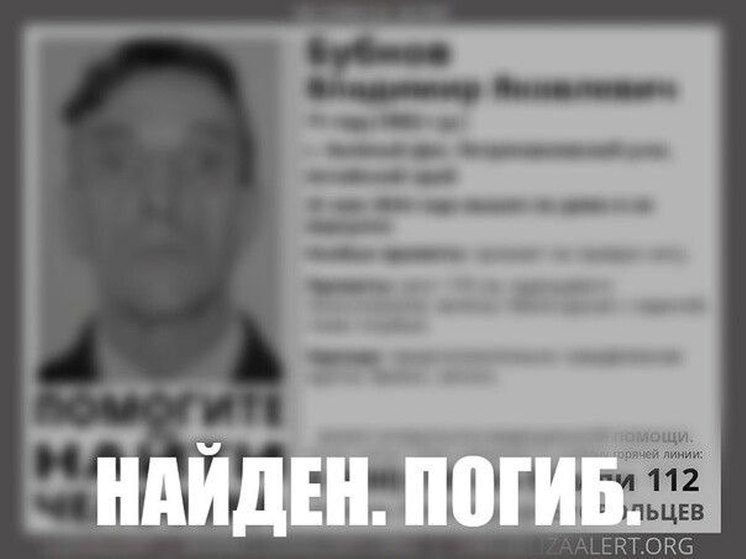 Найден погибшим пенсионер, пропавший в Алтайском крае неделю назад