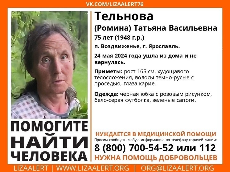 В Ярославле уже несколько дней не могут найти нуждающуюся в медпомощи пенсионерку