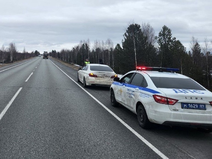 В ЯНАО полицейские помогли водителю отогнать сломанный автомобиль с трассы на ремонт