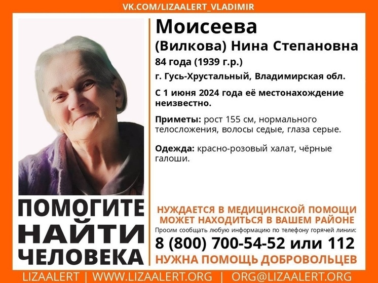 Владимирская пенсионерка ушла из дома в одном халате и пропала