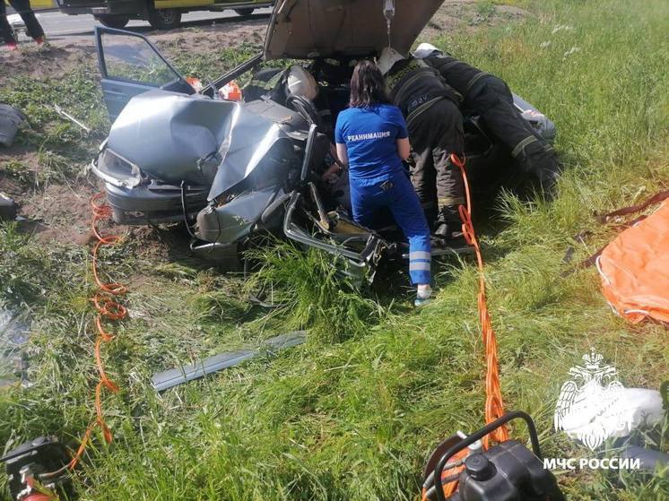 На трассе под Тверью спасатели вытащили водителя из разбитой машины