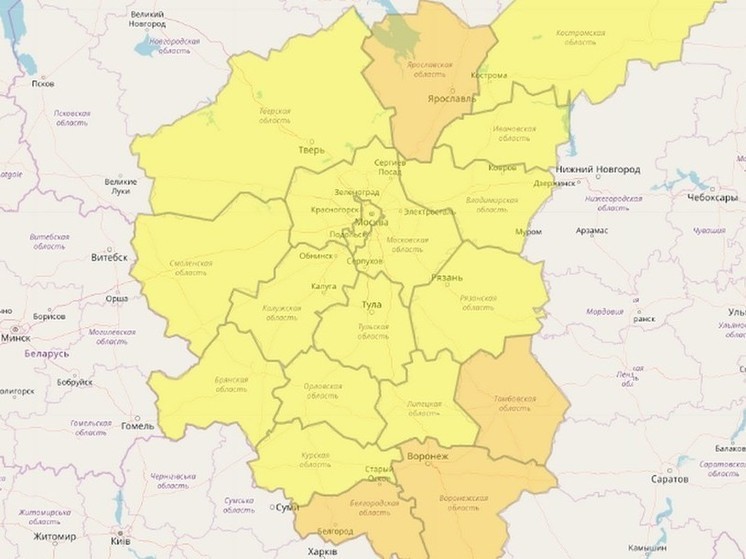 В Курской области объявили «желтый» уровень погодной опасности