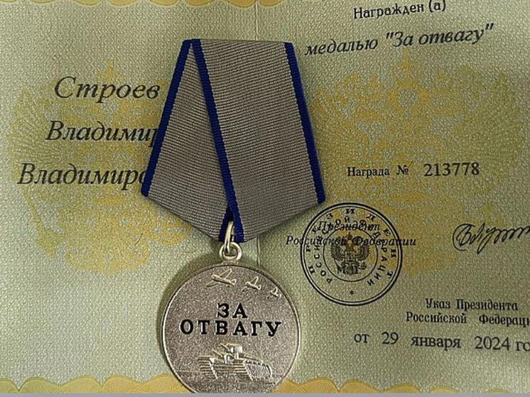 Орловский зампред горсовета награжден медалью «За отвагу»
