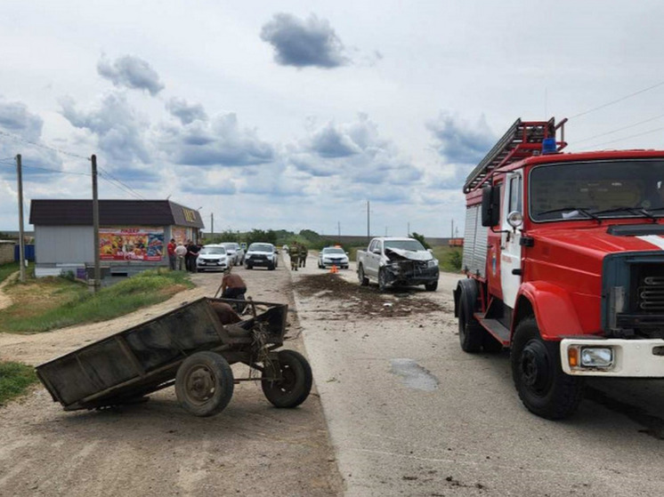 В Саратовской области пикап протаранил гужевую повозку
