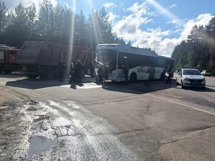 В ДТП с КАМАЗом и автобусом под Сосновым Бором пострадали 10 человек