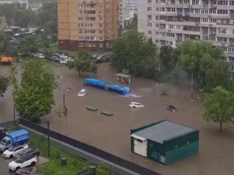 В Москве на Клязьминской улице утонул автобус из-за ливня