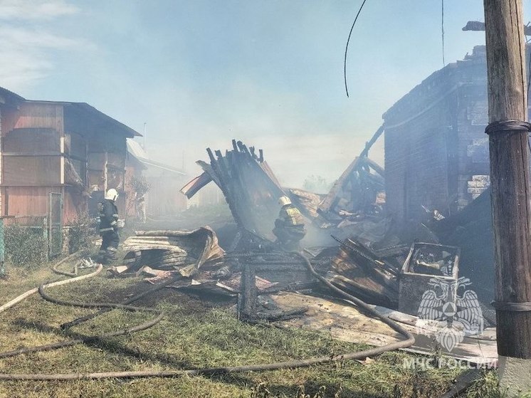 Жилые дома вспыхнули от огня в Дальнеконстантиновском округе
