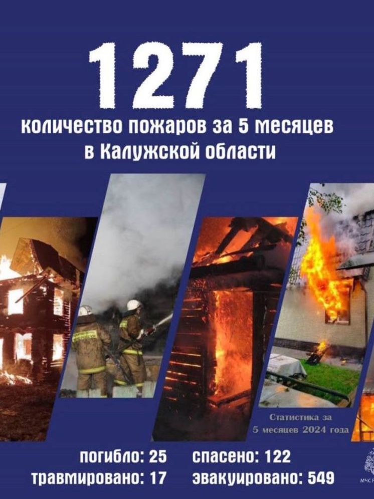 В 2024 году в Калужской области произошло около 1300 пожаров