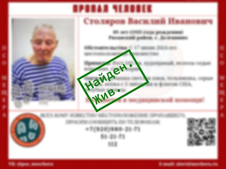 Пропавшего под Рязанью 89-летнего мужчину нашли живым