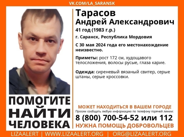 В Тверской области ищут пропавшего в Мордовии мужчину