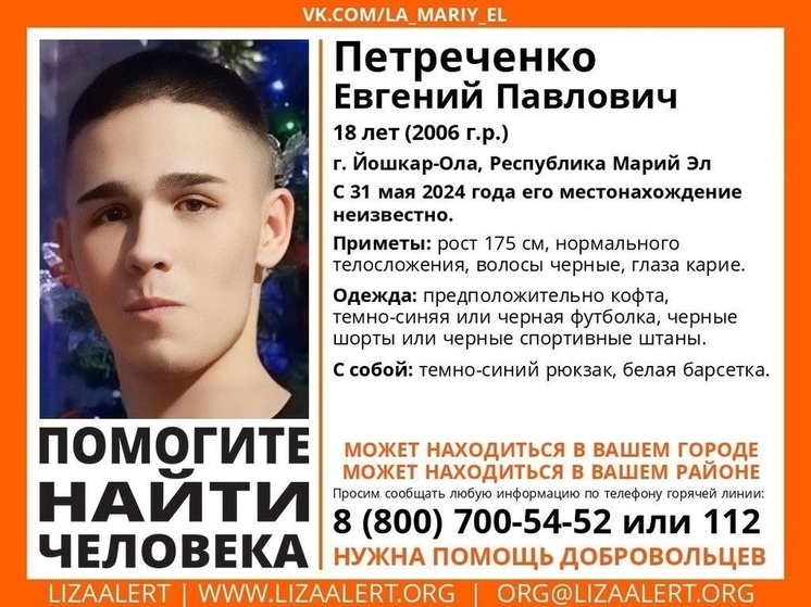 В Тверской области может находиться пропавший житель Республики Марий Эл