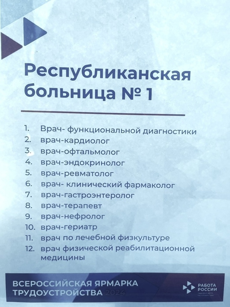 В Туве Ресбольница №1  в поиске врачебных кадров