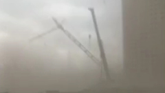 В Петербурге бушует сильнейший шторм, ураганом сдуло башенный кран: видео