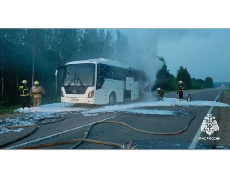 Ночью на дороге Боговарово-Кострома сгорел рейсовый автобус