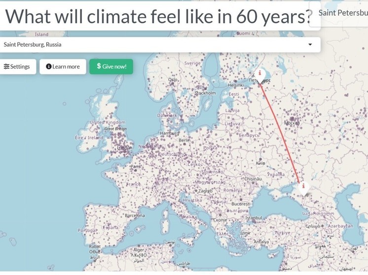 Интерактивная карта погоды будущего показала, что Петербург превратится в Адыгею
