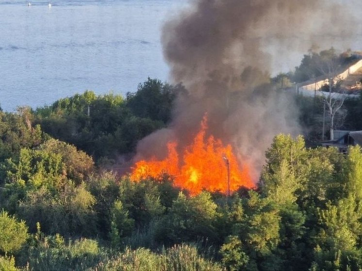 В Ворошиловском районе Волгограда загорелись камыши