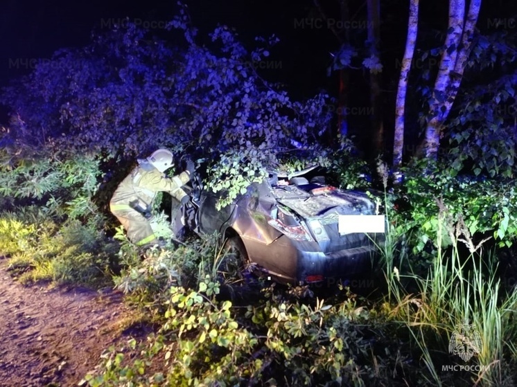 В Калуге несколько человек травмированы в перевернувшейся в кювет машине