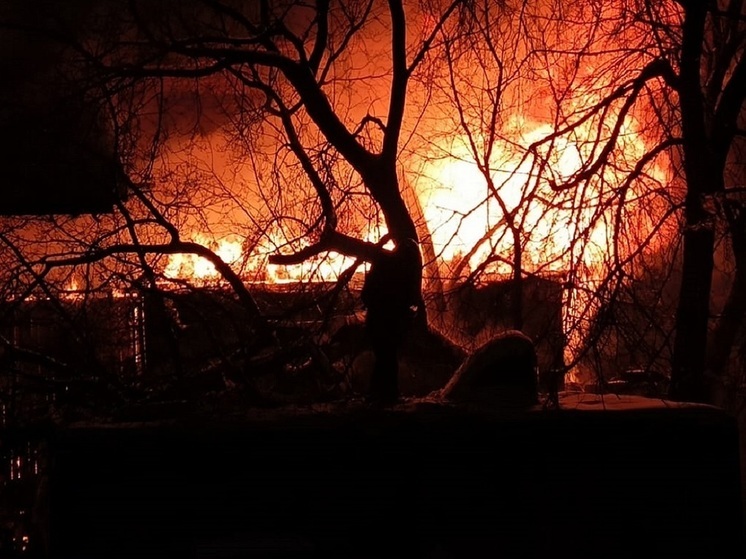 В Химках пожарные эвакуируют газовые баллоны из горящего склада