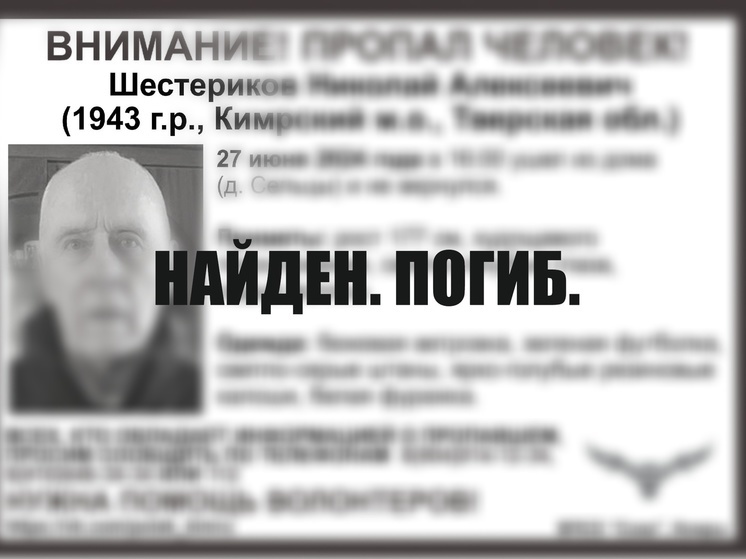 В Тверской области нашли мертвым пропавшего в конце июня пенсионера