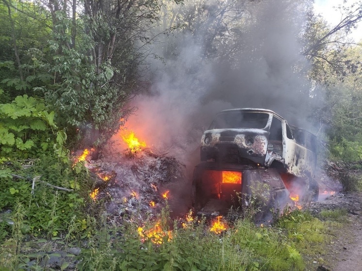 Два автомобиля сгорели на бывшей птицефабрике в Кольском районе