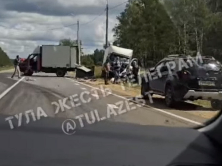 Под Тулой произошла жесткая авария с двумя грузовыми "Газелями"