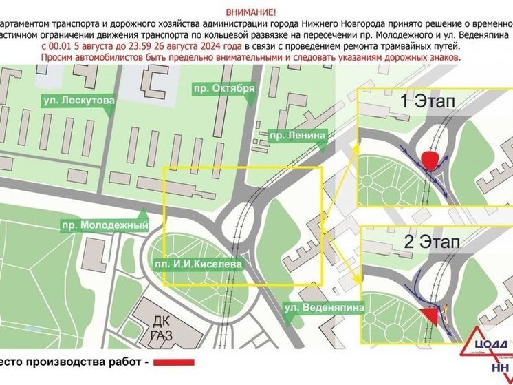 Кольцевую развязку в Автозаводе перекроют на месяц