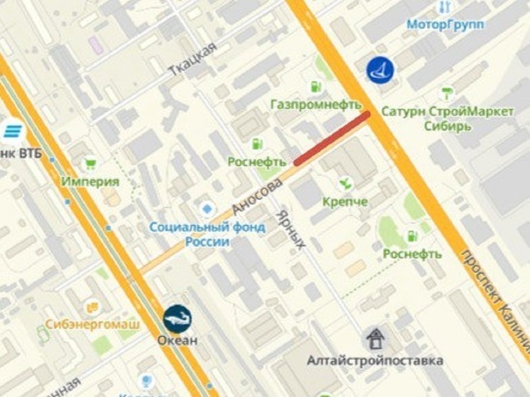 В Барнауле почти на месяц ограничат движение транспорта по улице Аносова