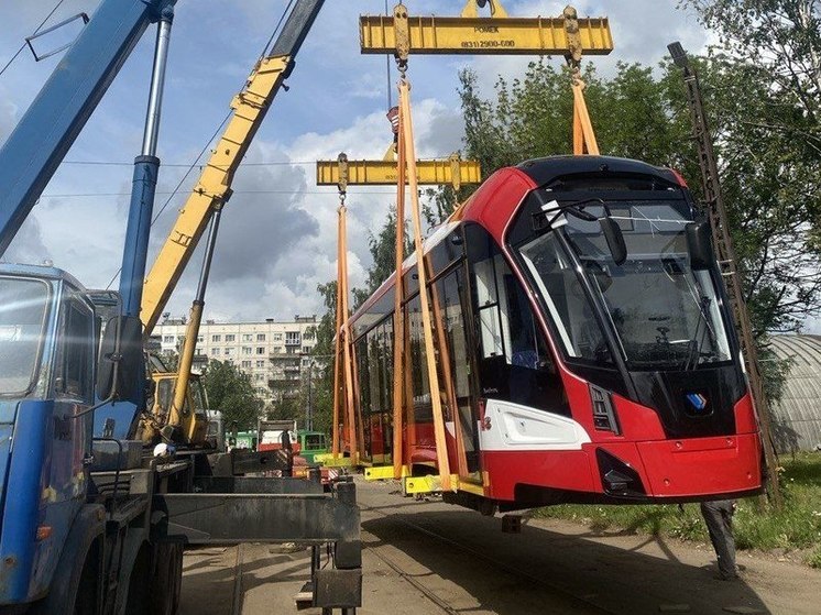 В Петербург прибыл первый трамвай нового поколения «Львенок»