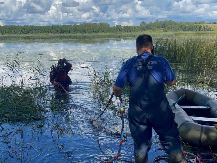 Водолазы-спасатели из Твери и поисковики поднимают фрагменты советского самолета со дна озера