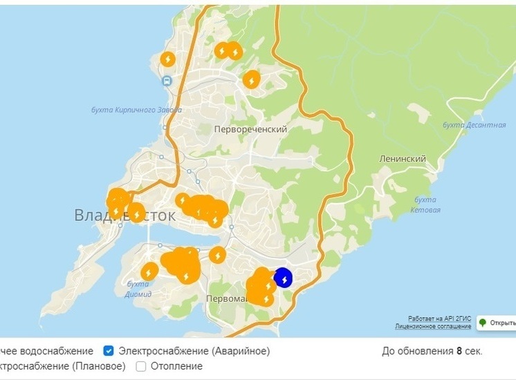 В трех городах Приморья восстановили электроснабжение