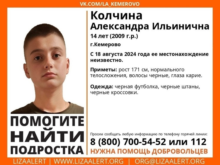 Пропавшую сутки назад 14-летнюю девочку-подростка ищут в Кузбассе