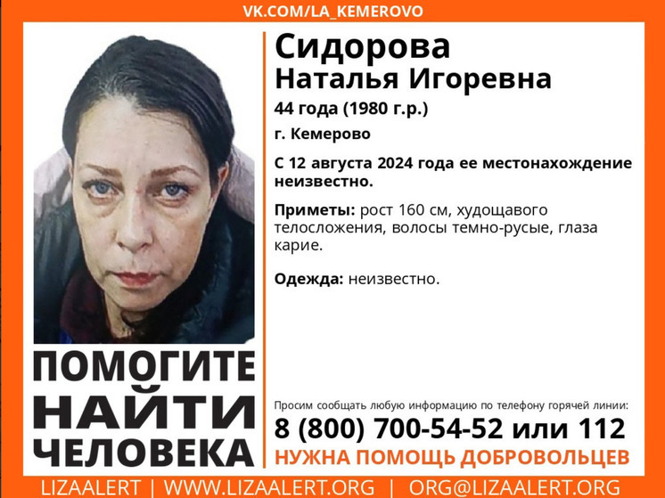 Поиски пропавшей больше недели назад женщины начались в Кемерове
