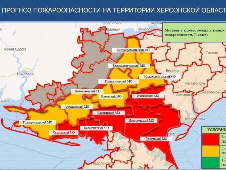 МЧС: в отдельных районах Херсонской области ожидается чрезвычайная пожароопасность