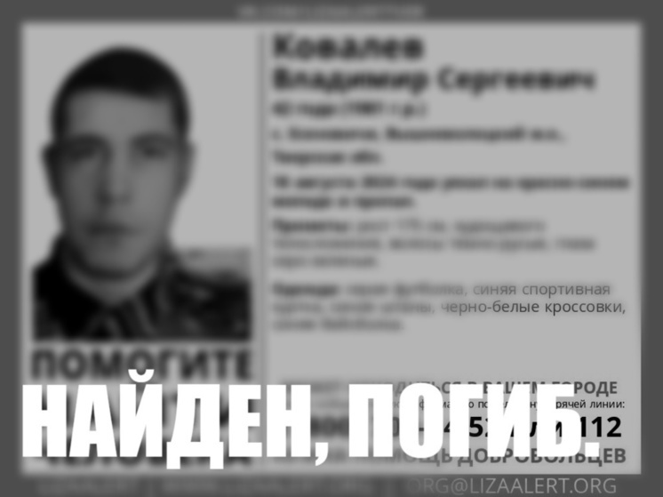 Пропавшего в Тверской области мужчину нашли мертвым