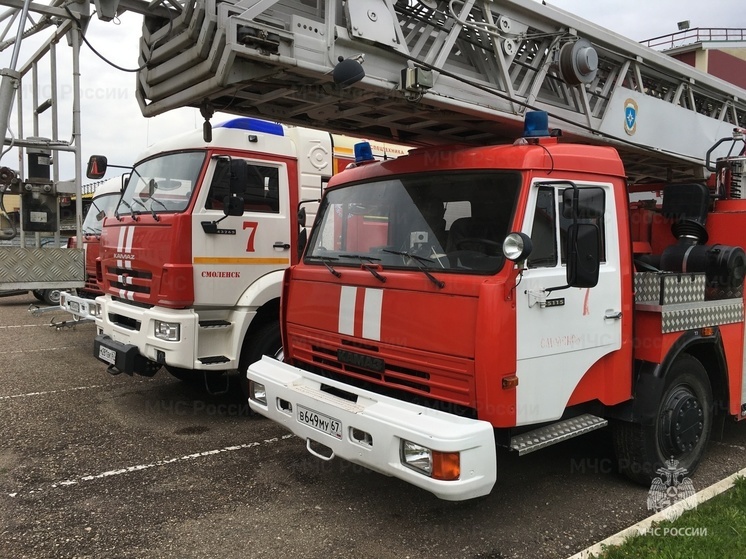 В деревне Нагать под Смоленском горела хозяйственная постройка