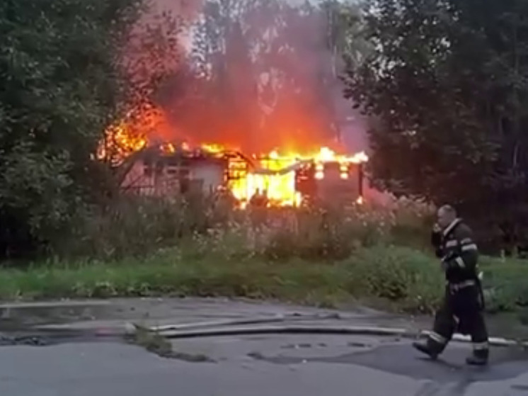 Крупный пожар произошел в заброшенном санатории в Химках