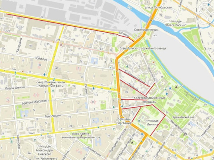 8 сентября в центре Тулы временно ограничат движение