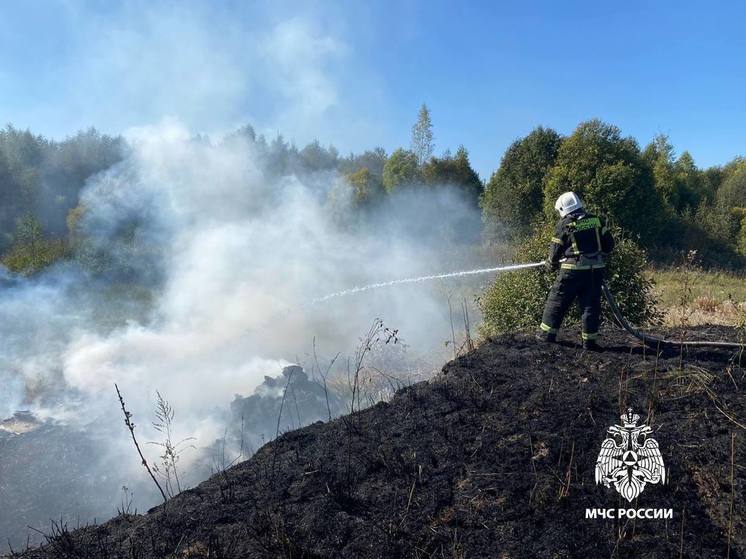 В карьере в Тверской области загорелся мусор